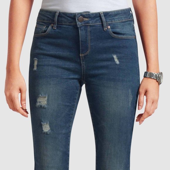 OLGYN Women’s Stretch Medium Blue Denim Ankle Pant - Picture 4 of 5